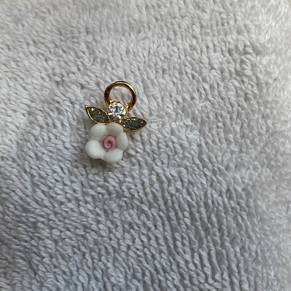 Tiny angel pin gold-tone & faux diamond